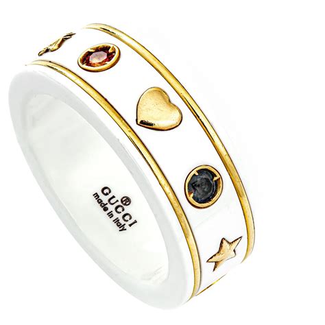 gucci gemstone ring|18k Yellow Gold / Black Icon Ring With Gemstones .